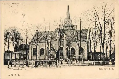 Ak 's Gravendeel Südholland, Ned. Herv. Kerk