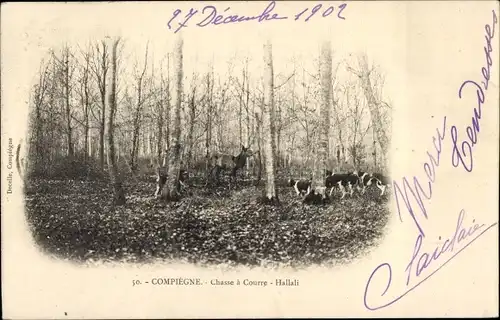 Ak Compiègne Oise, Jagd, Hallali