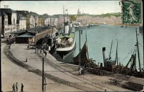 Ak Dieppe Seine Maritime, La Gare Maritime, Avant Port