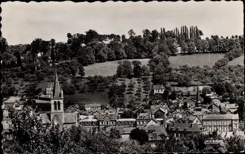 Ak Pavilly Seine Maritime, Gesamtansicht, Kirchturm