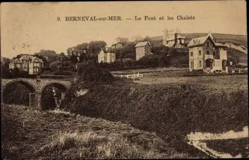 Ak Berneval le Grand Petit Caux Seine Maritime, Brücke, Chalets