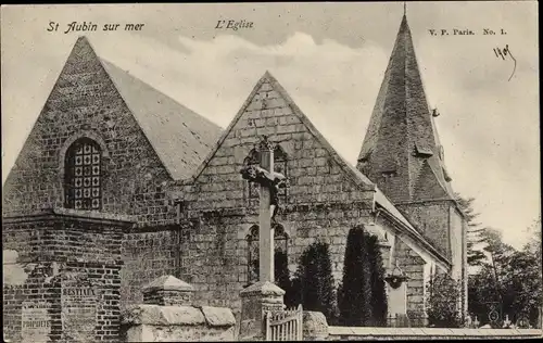 Ak Saint Aubin sur Mer Seine Maritime, Kirche