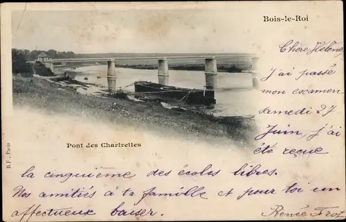 Ak Bois le Roi Brolles Val de Marne, Pont des Chartrettes