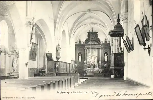 Ak Moisenay Seine et Marne, Innenansicht der Kirche