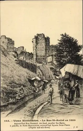 Künstler Ak Paris XVIII. Montmartre, Rue St André im Jahr 1850