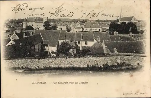 Ak Nemours Seine et Marne, Gesamtansicht von Chatelet aus