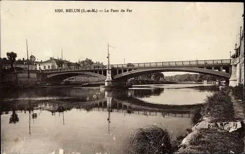 Ak Melun Seine et Marne, Le Pont de Fer