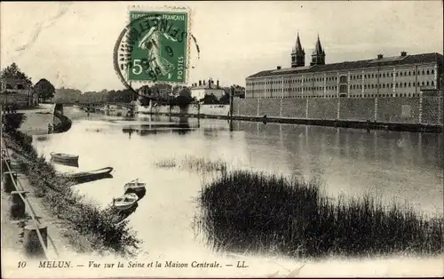 Ak Melun Seine et Marne, Blick auf die Seine, Zentralhaus