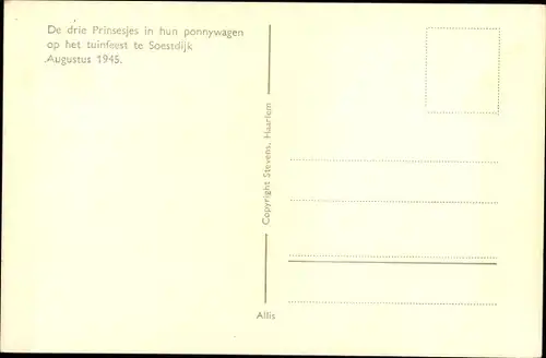 Ak Ponywagen, Prinzessinnen der Niederlande, August 1945