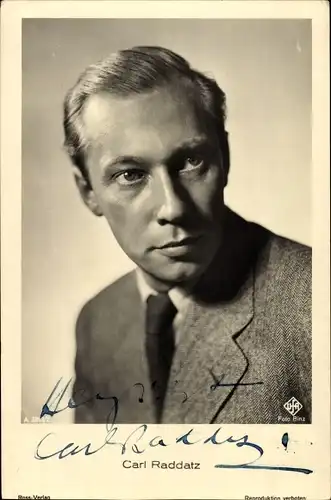 Ak Schauspieler Carl Raddatz, Portrait, Ross Verlag A 3313/2, Autogramm