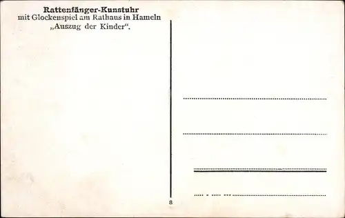 Ak Hameln an der Weser, Rathaus, Rattenfänger-Kunstuhr mit Glockenspiel, Auszug der Kinder