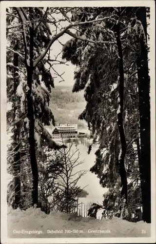 Ak Rehefeld Zaunhaus Altenberg im Erzgebirge, Grenzbaude, Winter