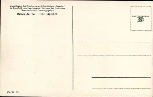 Ak Rehefeld Zaunhaus Altenberg Erzgebirge, Erholungs und Sportheim Jägerhof, Außenansicht