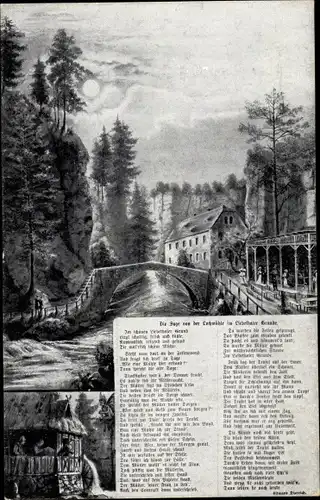 Ak Liebethal Pirna in Sachsen, Lochmühle im Liebethaler Grund, Sage