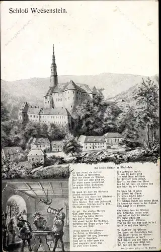 Ak Weesenstein im Müglitztal Sachsen, Schloss Weesenstein, Gedicht