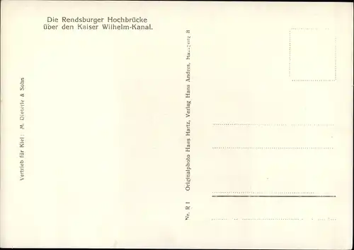 Ak Rendsburg in Schleswig Holstein, Rendsburger Hochbrücke, Kaiser Wilhelm-Kanal