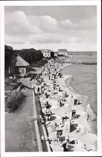 Ak Wyk auf Föhr Nordfriesland, Strand, Strandkörbe, Steg