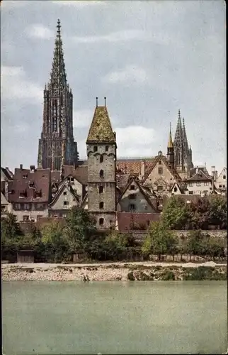 Ak Ulm an der Donau, Teilansicht, Münster, Türme