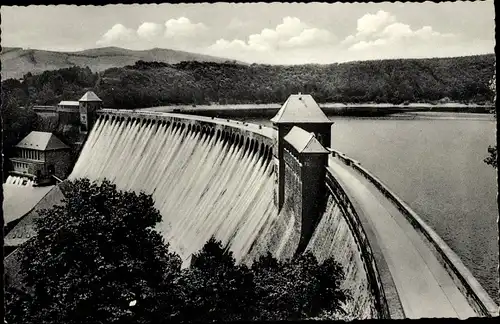 Ak Waldeck am Edersee Hessen, Edertalsperre, Sperrmauer