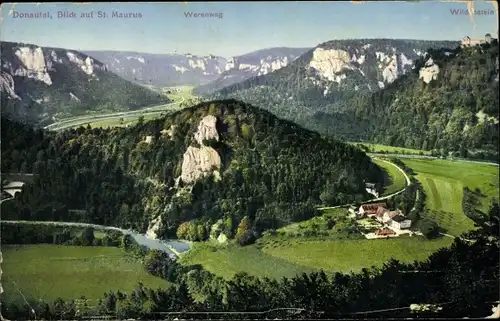 Ak St. Maurus im Feld Beuron Württemberg, Werenwag, Panorama