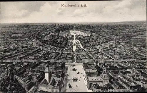 Ak Karlsruhe in Baden, Stadtpanorama