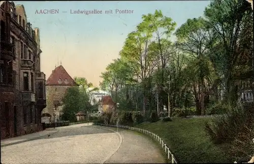 Ak Aachen in Nordrhein Westfalen, Ludwigsallee mit Ponttor