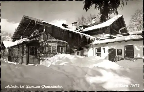 Ak Garmisch Partenkirchen in Oberbayern, Aulealm, Winter