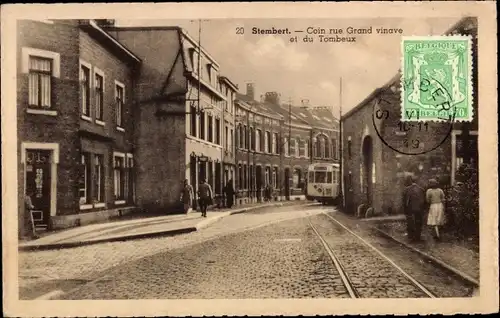 Ak Stembert Verviers Wallonien Lüttich, Ecke Rue Grand Vinave und du Tombeux