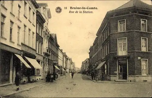 Ak Braine le Comte Wallonia Hennegau, Rue de la Station