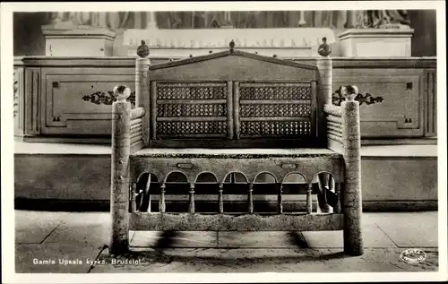 Ak Upsala Uppsala Schweden, Brudstol, Gamla Upsala kyrka