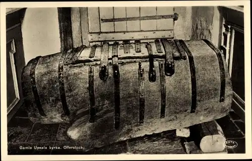 Ak Upsala Uppsala Schweden, Gamla Upsala kyrka, Offerstock