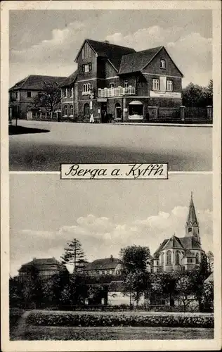 Ak Berga in Thüringen, Gasthaus Prinz Friedrich Karl, Kirche