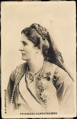 Ak Königin Milena von Montenegro, Portrait