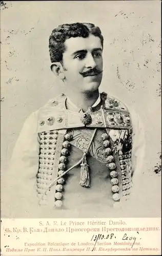 Ak Kronprinz Danilo von Montenegro, Portrait