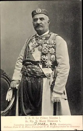 Ak Nikolaus I, König von Montenegro, Portrait, Orden