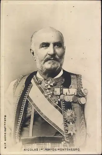 Ak Nikolaus I, König von Montenegro, Portrait, Uniform, Orden