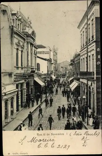 Ak São Paulo Brasilien, Rua 15 de Novembro