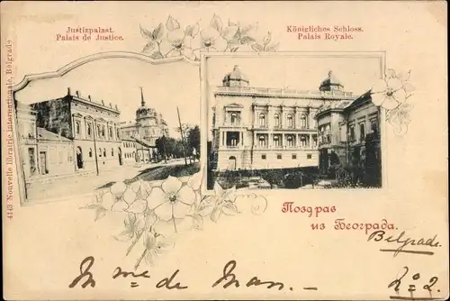 Ak Beograd Belgrad Serbien, Justizpalast, Königliches Schloss