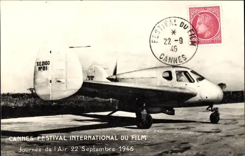 Ak Internationale Filmfestspiele von Cannes, Air Day 1946, Flugzeug SE 2100