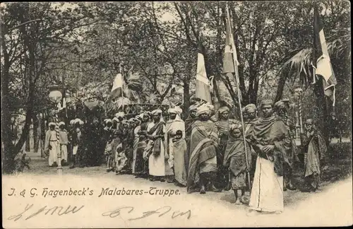 Ak J. und G. Hagenbeck's Malabaren-Truppe, Völkerschau