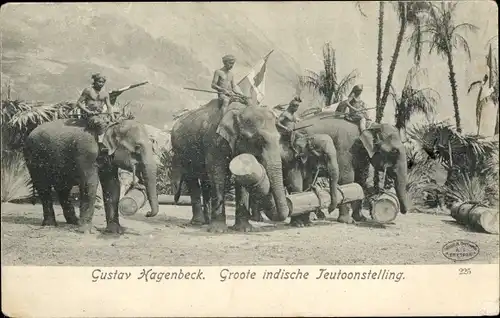 Ak Gustav Hagenbeck's Große indische Ausstellung, Arbeitselefanten