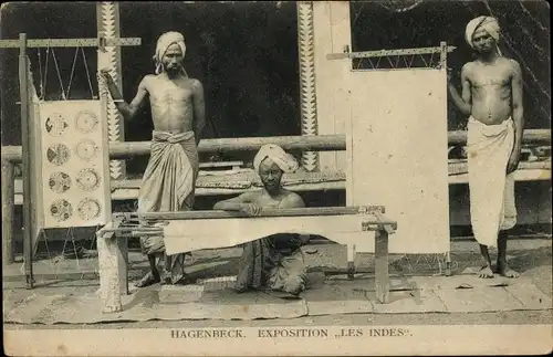 Ak Gustav Hagenbeck's Ausstellung, Völkerschau Indien, Weber