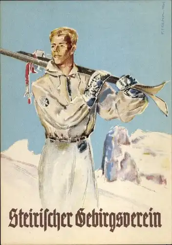 Künstler Ak Trenk, F., Steiermark, Steirischer Gebirgsverein, Skifahrer