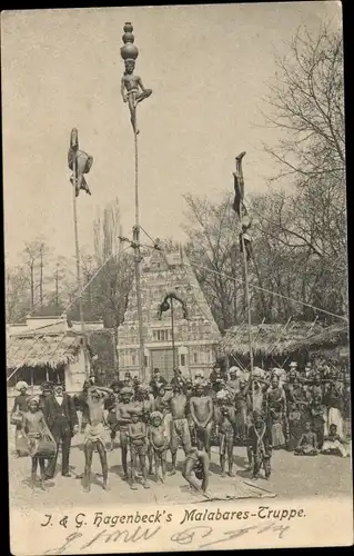 Ak J. und G. Hagenbeck's Malabaren-Truppe, Völkerschau, Akrobaten