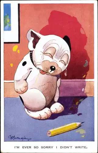 Künstler Ak Studdy, Bonzo der Hund, weinend