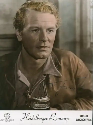 Foto Schauspieler O.W. Fischer, Filmszene Heidelberger Romanze, Autogramm