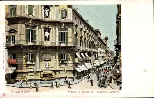 Ak Palermo Sizilien Sicilia Italien, Piazza Vigliena o i Quattro Cantoni