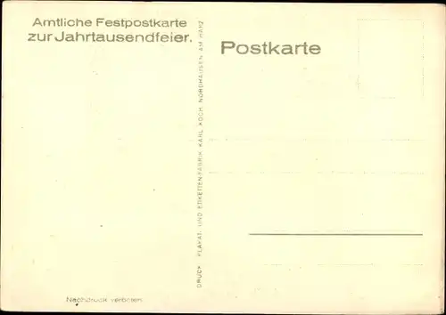 Künstler Ak Nordhausen am Harz, Ortspartie, Dom, 1000jähriges Jubiläum 1927