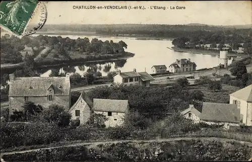 Ak Chatillon en Vendelais Ille et Vilaine, L'Etang, La Gare