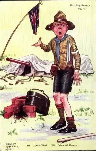 Künstler Ak Ibbetson, Ernest, Pfadfinder im Regen